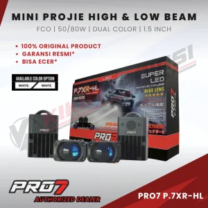 Mini Projector LED PRO7 P7XR-HL Lampu Mobil 25W Super Terang, Hemat Daya, Original